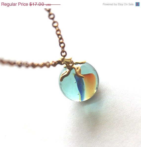 ON SALE Necklace cats eye glass marble Playful 1950s-1960s