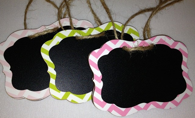 New GRACE Chevron Chalkboard Tags with Chalkboard Labels - set of 6 - Basket Labels, Gift Tags, Wedding Chalkboards  26 COLORS