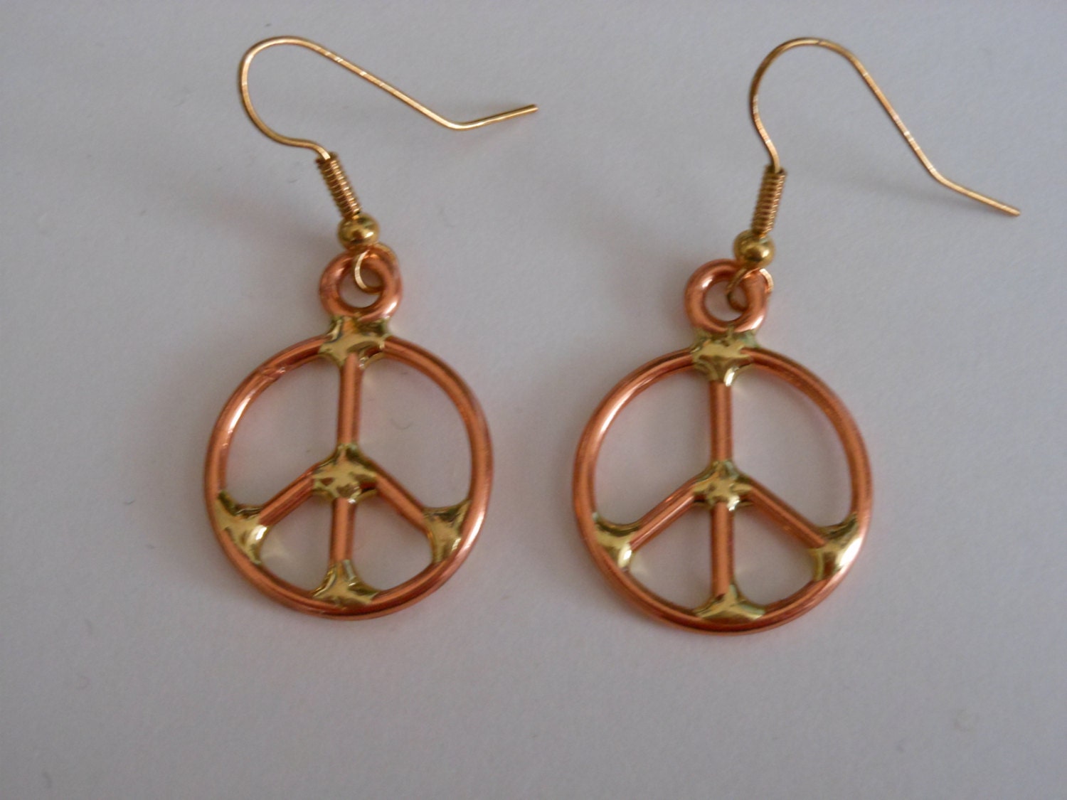 Peace Sign Copper Earrings - 1 inch