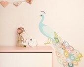 Wall stickers Peacock Plumage (Reusable and removable fabric interactive wall decals, not vinyl) - Peacock Plumage