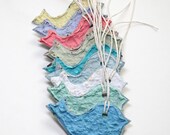 10 Plantable Bird Tags Or Favors (Made From 100% Recycled Handmade Paper Embedded With Wildflower Seeds) you choose color and twine