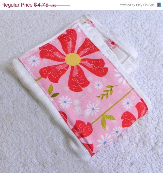 SALE Pink Flower Burp Cloth