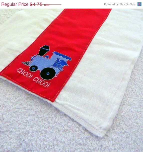 SALE Train Burp Cloth