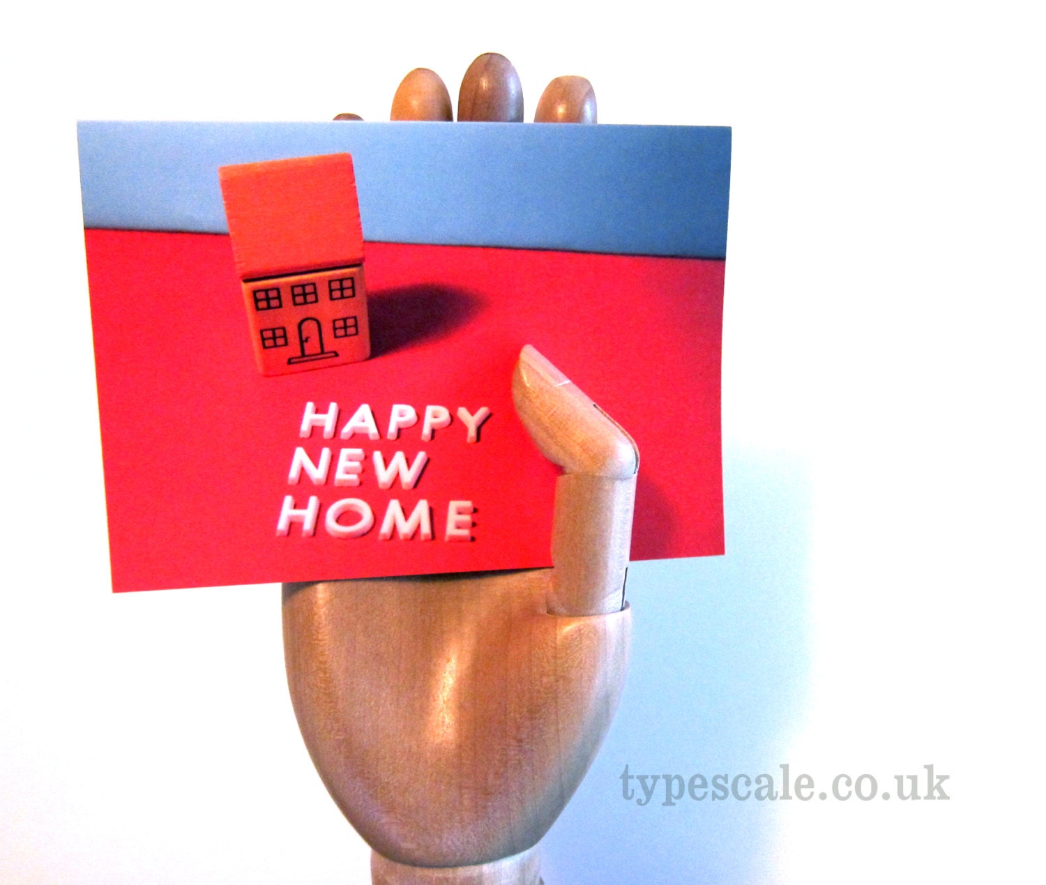Happy new home card house warming greeting card word typography red grey Typescale stationery