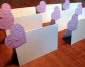 Wedding Placecard  White Tent Style Placecard with Lavender Heart Shaped Plantable Paper