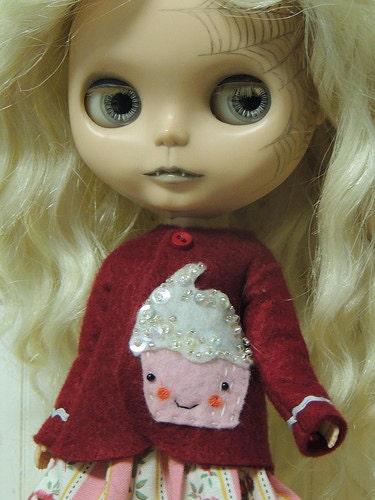 Kawaii Cupcake Felt Coat for Blythe No.2