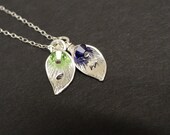 New for Mother's Day TWO Calla Lily Initial Charms - Mothers Necklace - Sterling Silver - Handstamped Necklace