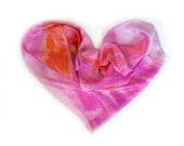 Pink silk scarf paint by hand Floral abstract silk scarf Valentine gift Painting on silk by Dimo