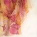 Pink Magnolia hand painted silk chiffon scarf. Spring flowers scarf. Yellow pink silk scarf. Long floral silk scarf.MADE TO ORDER