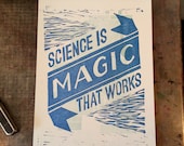Kurt Vonnegut - Science is Magic that Works - 2 Color Letterpress Print - Cat's Cradle