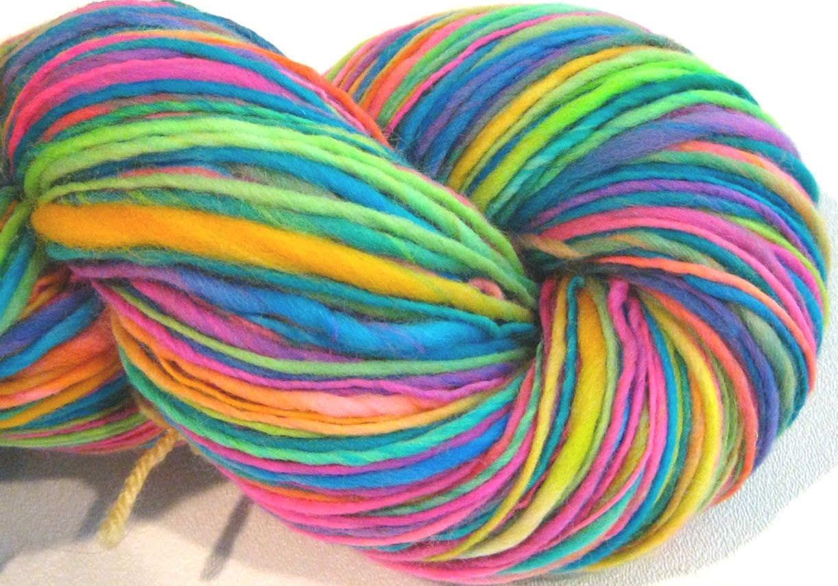 Handspun Yarn Scrumptious 322 yds Skinny Singles yarn hand dyed falkland wool waldorf doll hair knitting supplies