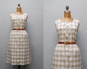 vintage 1950s dress. plaid xl