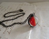Red Cat's Eye Vintage Glass Marble Necklace