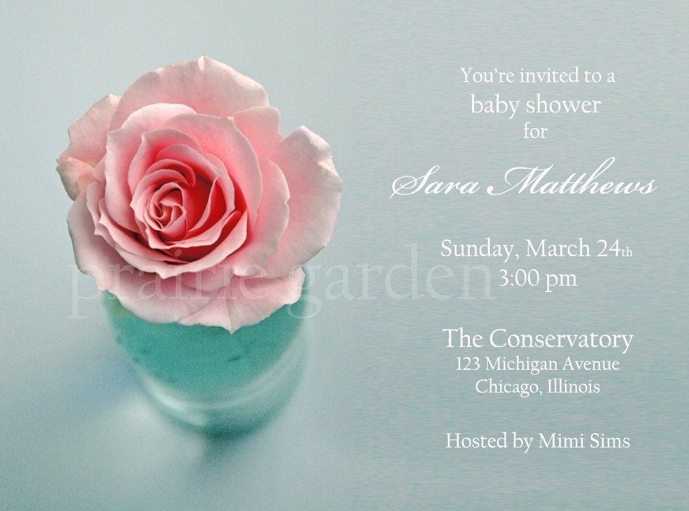 Paperless Invitation pink rose bridal shower baby shower easter brunch