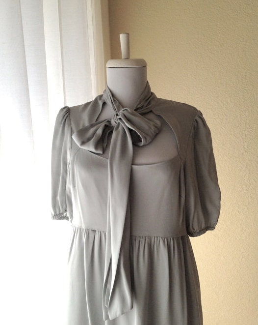 vintage SILVER BOW party dress