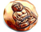 Vintage Copper Brooch Yoga Buddha Meditation Jewelry, FREE US SHIPPING