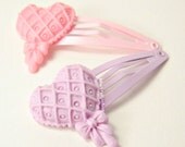 1 Sweet Lolita Hair Snap Clip Barrette Pastel Lace Heart Lollipop With Kawaii Bow - LIGHT PURPLE ONLY