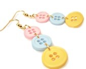 Kawaii Button Earrings Pastel Pink Blue Yellow Fairy Kei Sweet Lolita