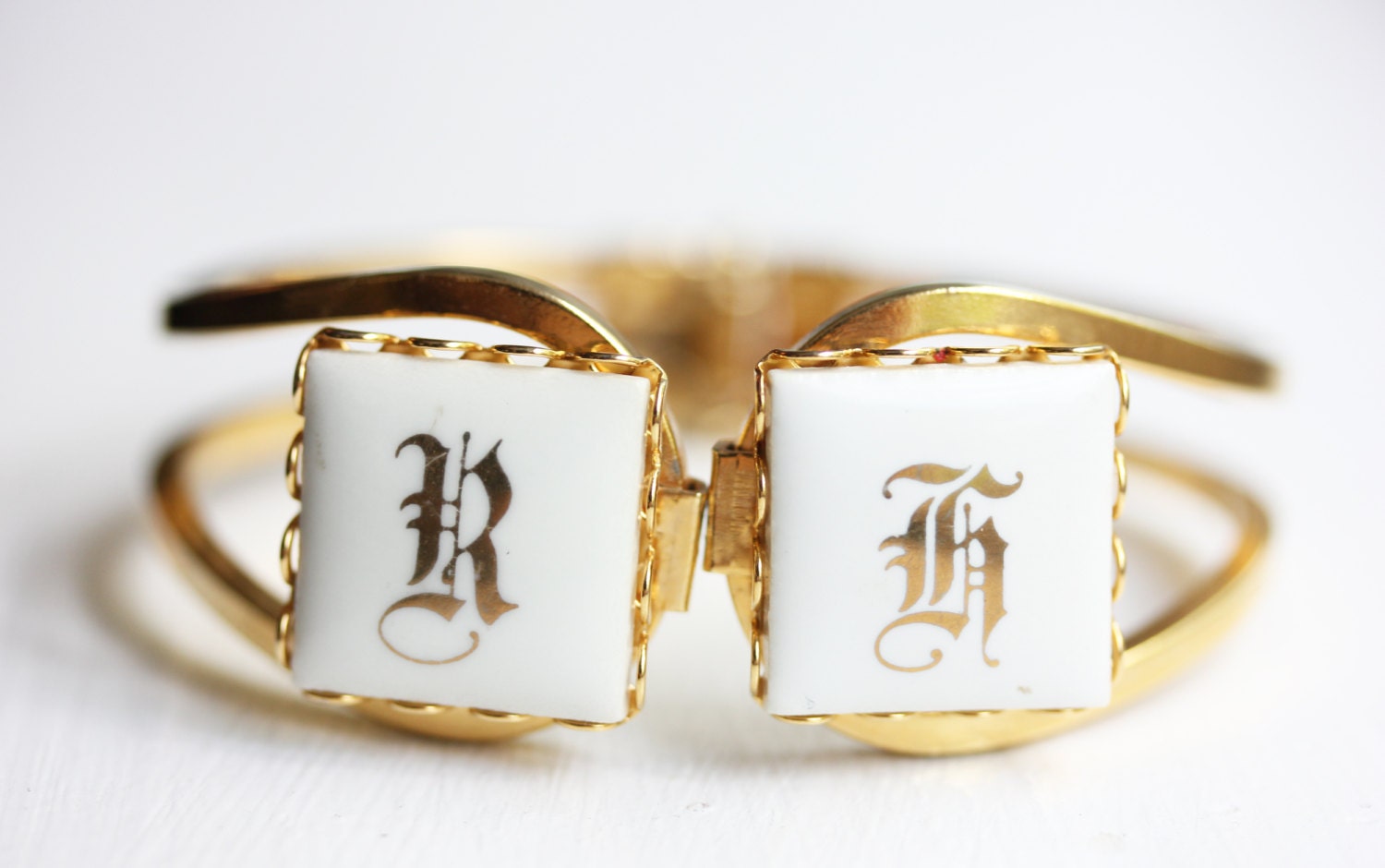 R & H Initial Clamp Bracelet