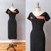 1950s Dress - Black Cocktail Wiggle 50s Dress with Satin Trim