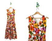70s Dress // TROPICANA // 1970s Floral Maxi Dress