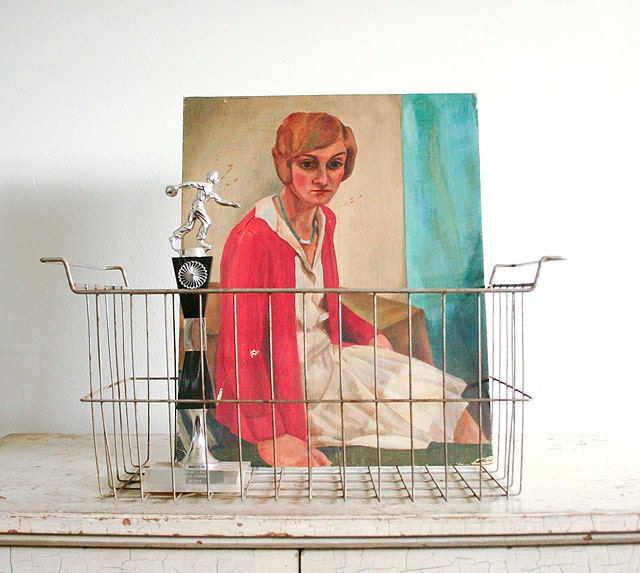 Extra Large Vintage Wire Basket / Repurposed Industrial Storage