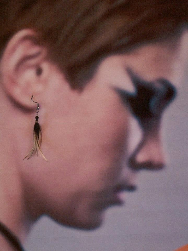 White and Black Feather Earrings