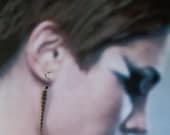 Olivine and Black Feather Earrings