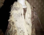 Seamless Cobweb Felt Infinity Cowl with Wool Locks - Very Light - Eco Chic Fashion - Handmade Felt Scarves Accessories - OOAK