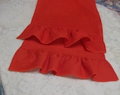 Burlap 14X116" tangerine  color  table runner with ruffles Hand wash