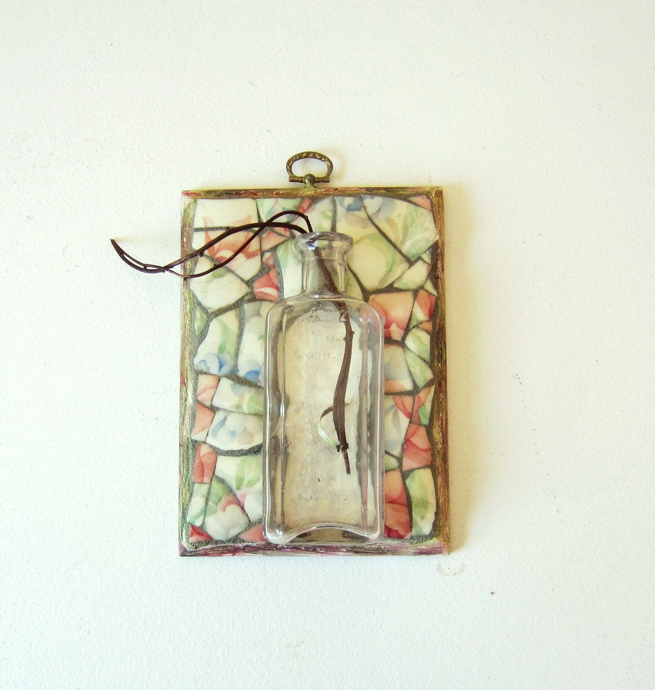 Mosaic Vase Vintage Glass Bottle Wall Decor