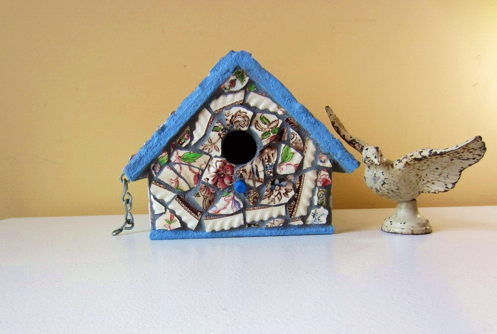 Colorful Mosaic Birdhouse Outdoor Indoor Garden Mosaic