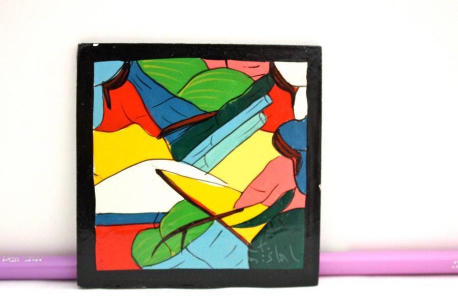 ART CoaSTeR . Hand Painted . Quirky and Unique Slice of Happy