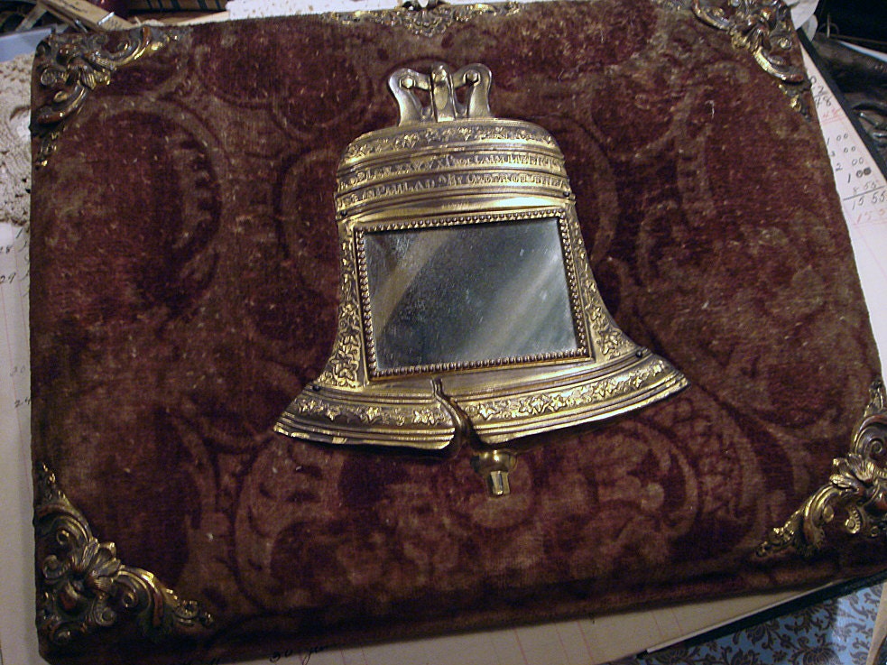 PRICE REDUCED - gorgeous 1800s Liberty Bell velvet photo album - no 386