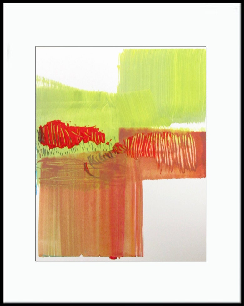 Colorful Abstract Landscape Art, 8 x 10 original fine art -- Painting 252
