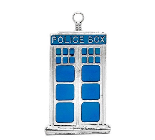 One piece BLUE Police Box Charm Pendant - Dr. Who Inspired TARDIS