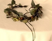 Fairy Hair Accessory Green Forest flower crown Renaissance Festivals halo Gypsy Ivy Vine Berry rustic bridal headpiece wedding hairwreath