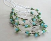 Blue Hair Accessories Tiffany Aqua teal rose flower crown Rustic Shabby Chic Flower girl Halo Wedding bridal headpiece hairwreath artificial