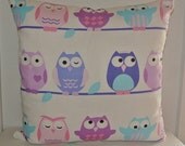 Colourful Owls Slip cover, throw pillow, decorative cushion 18inch