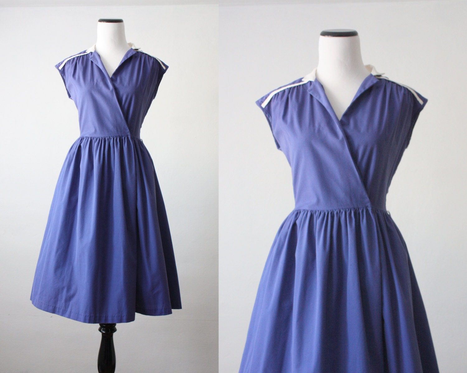 wrap dress - vintage 1970's nautical wrap dress