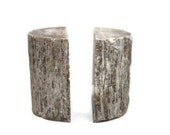Vintage Faux Bois / Log / Wood / Tree / Stump Stone Bookends