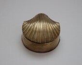 Vintage Brass Scallop Shell Trinket Box
