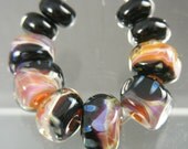 Boro beads Lampwork Glass Bead Set  --  Big Cubes(6) ---  Oil Slick