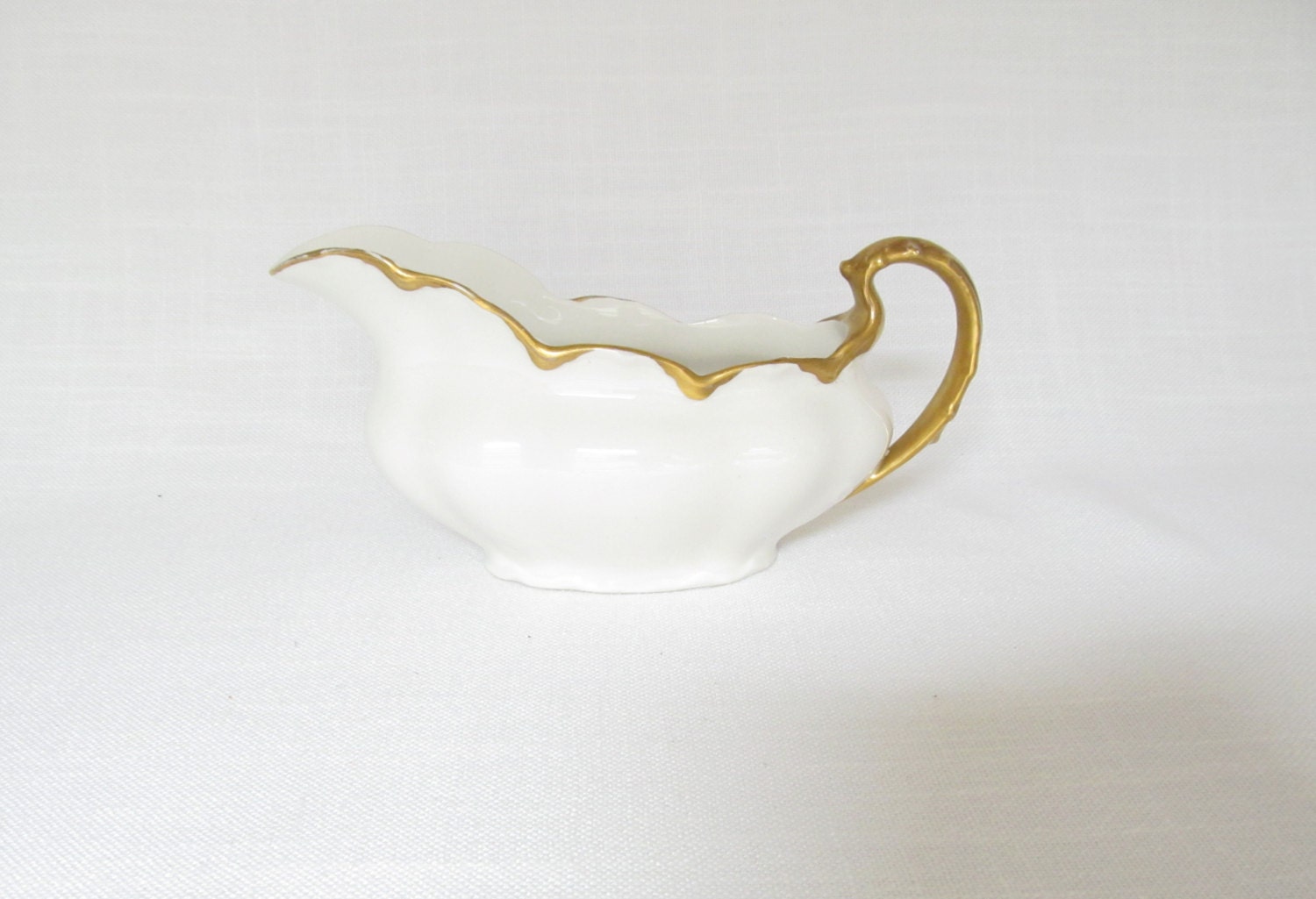 White Antique China Gravy Boat