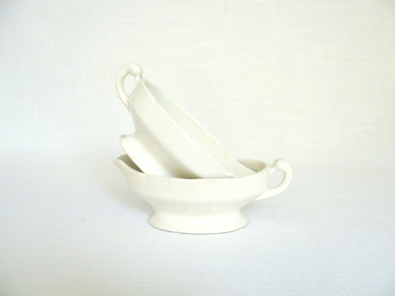 Pair of Pretty Shabby Antique Gravy Boats