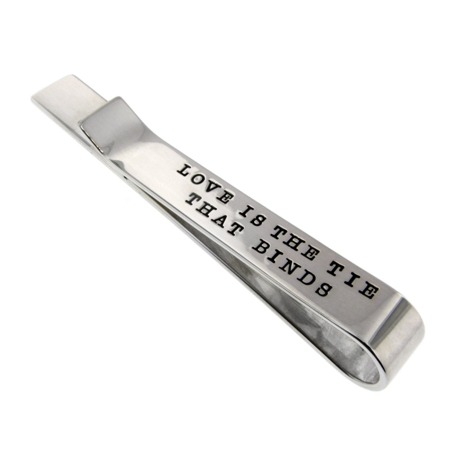 Personalized Tie Clip for Daddy - Silver Tie Bar Engraved / Hand Stamped