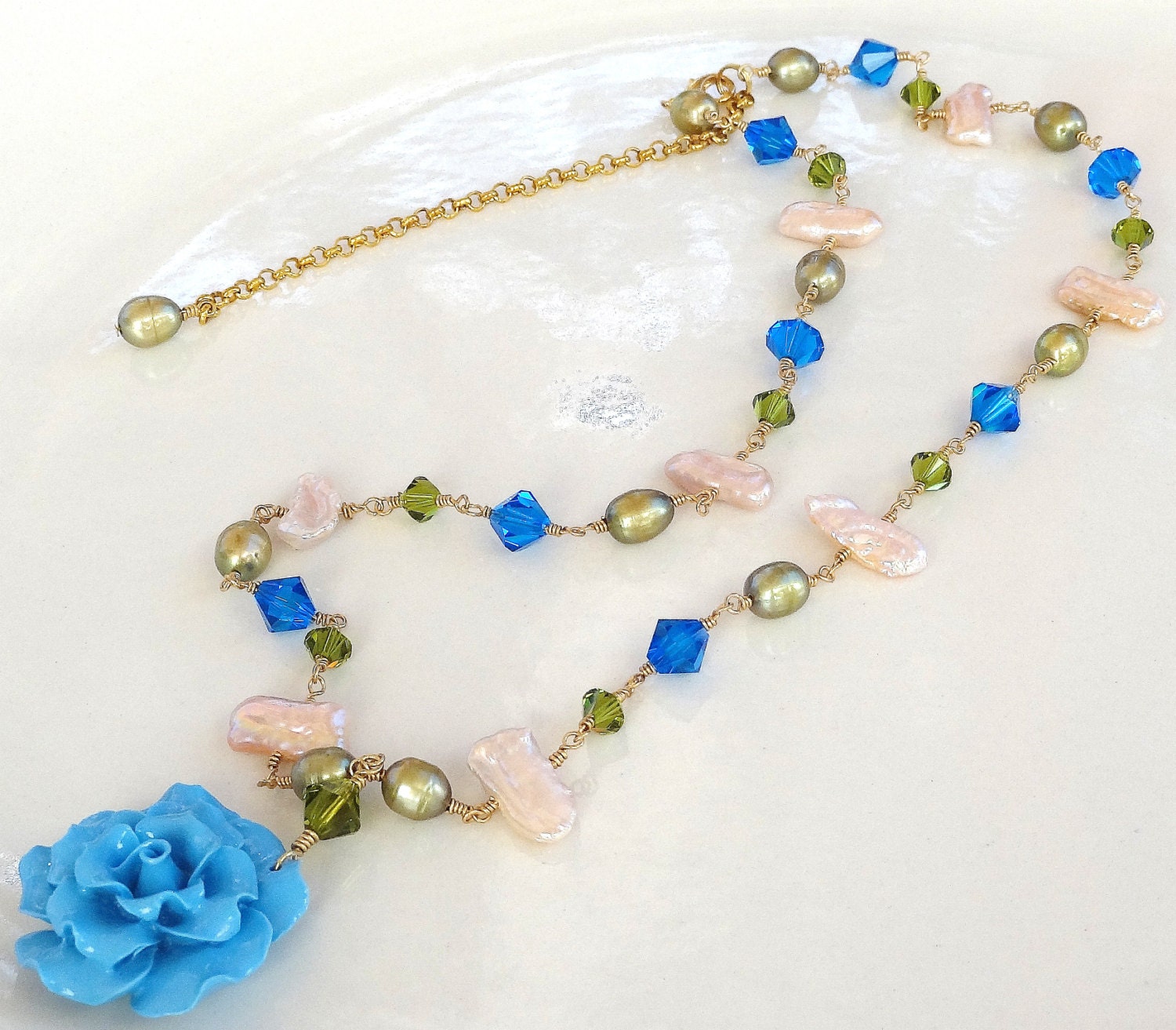 Spring necklace, Prom,Wedding Necklace, Romantic, Fresh