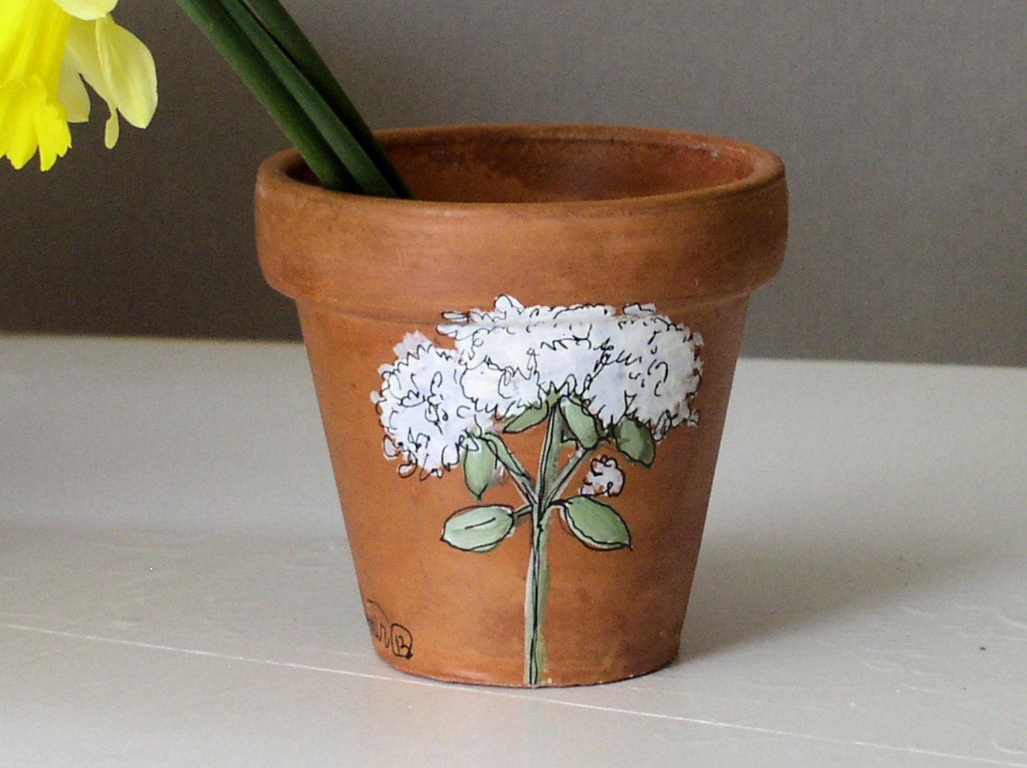 Herb Painted Clay Nature Pot Woodland Botanical Garden Gift