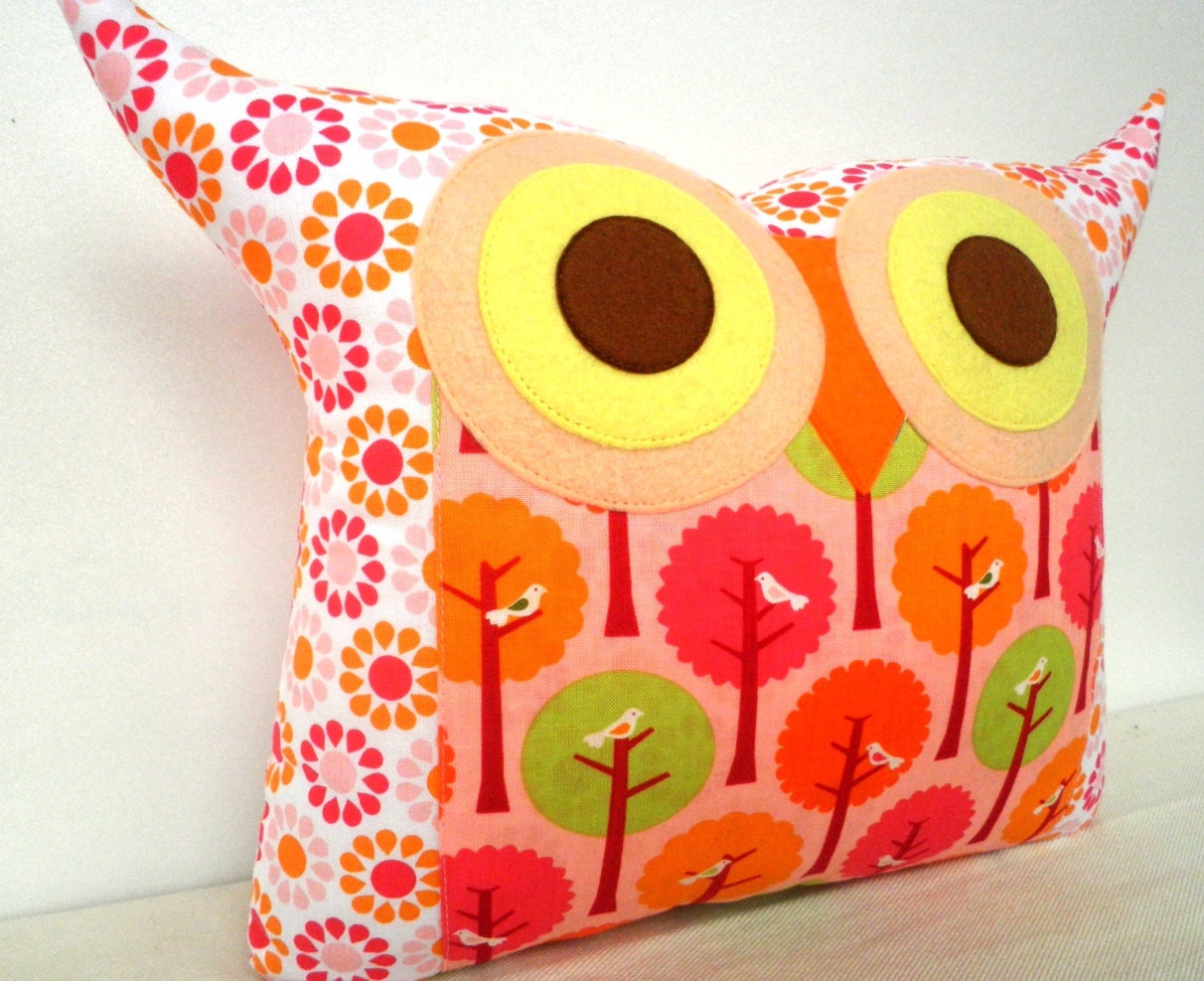 Polyfil Stuffed The Pinky Peggie Owl Pillow/Ready to ship