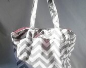 Weekend Sale - Chevron diaper bag - Grey zig zag small weekender -Made to Order